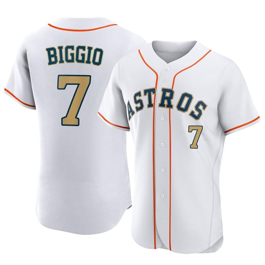 Rebec H.Astros #7 Craig Biggio Player Gold Collection Limited Elite Home Stitched Jerseys