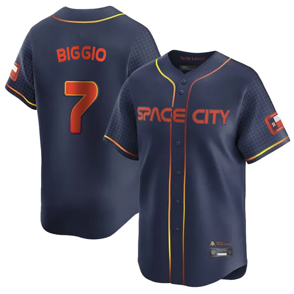 Rebec H.Astros #7 Craig Biggio Player Navy City Connect Home Limited Stitched Jerseys