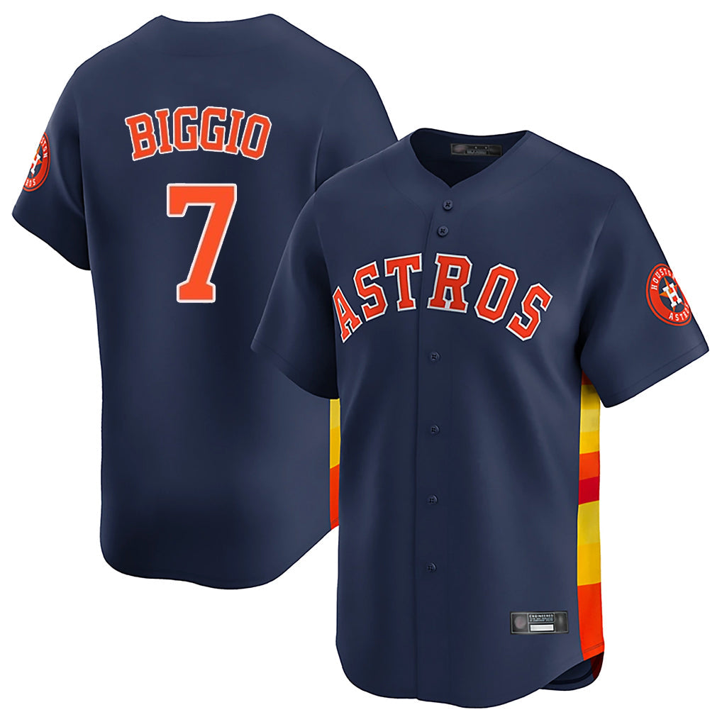 Rebec H.Astros #7 Craig Biggio Player Navy Home Limited Stitched Jerseys