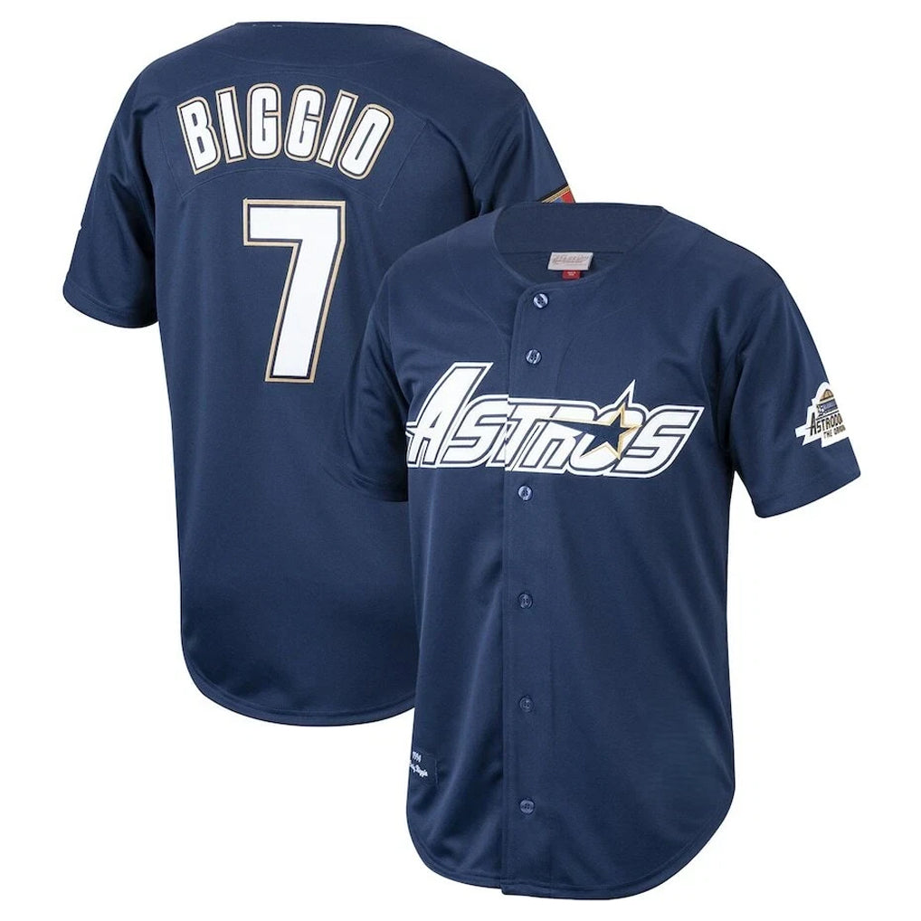 Rebec H.Astros #7 Craig Biggio Player Navy Mitchell & Ness Cooperstown Collection 1994 Limited Stitched Jerseys