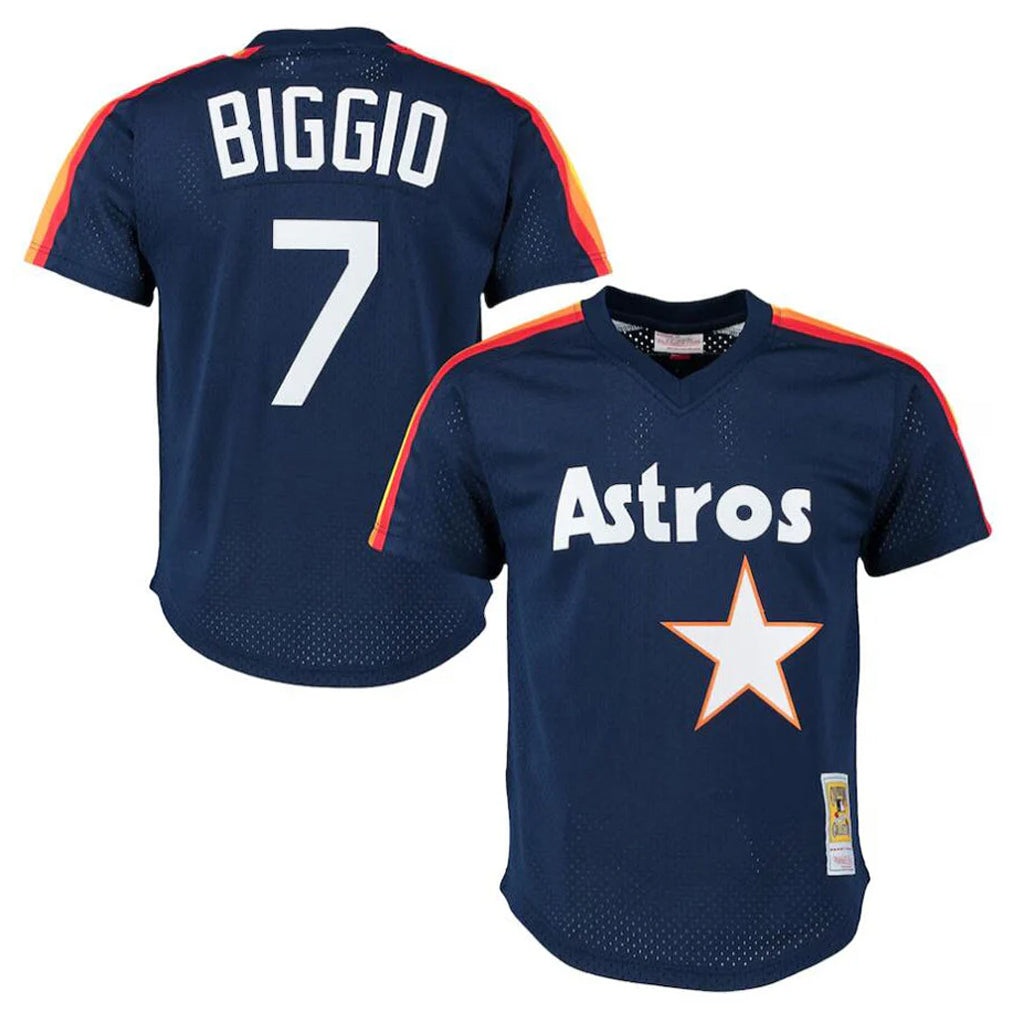 Rebec H.Astros #7 Craig Biggio Player Navy Mitchell & Ness Cooperstown Mesh Limited Stitched Jerseys