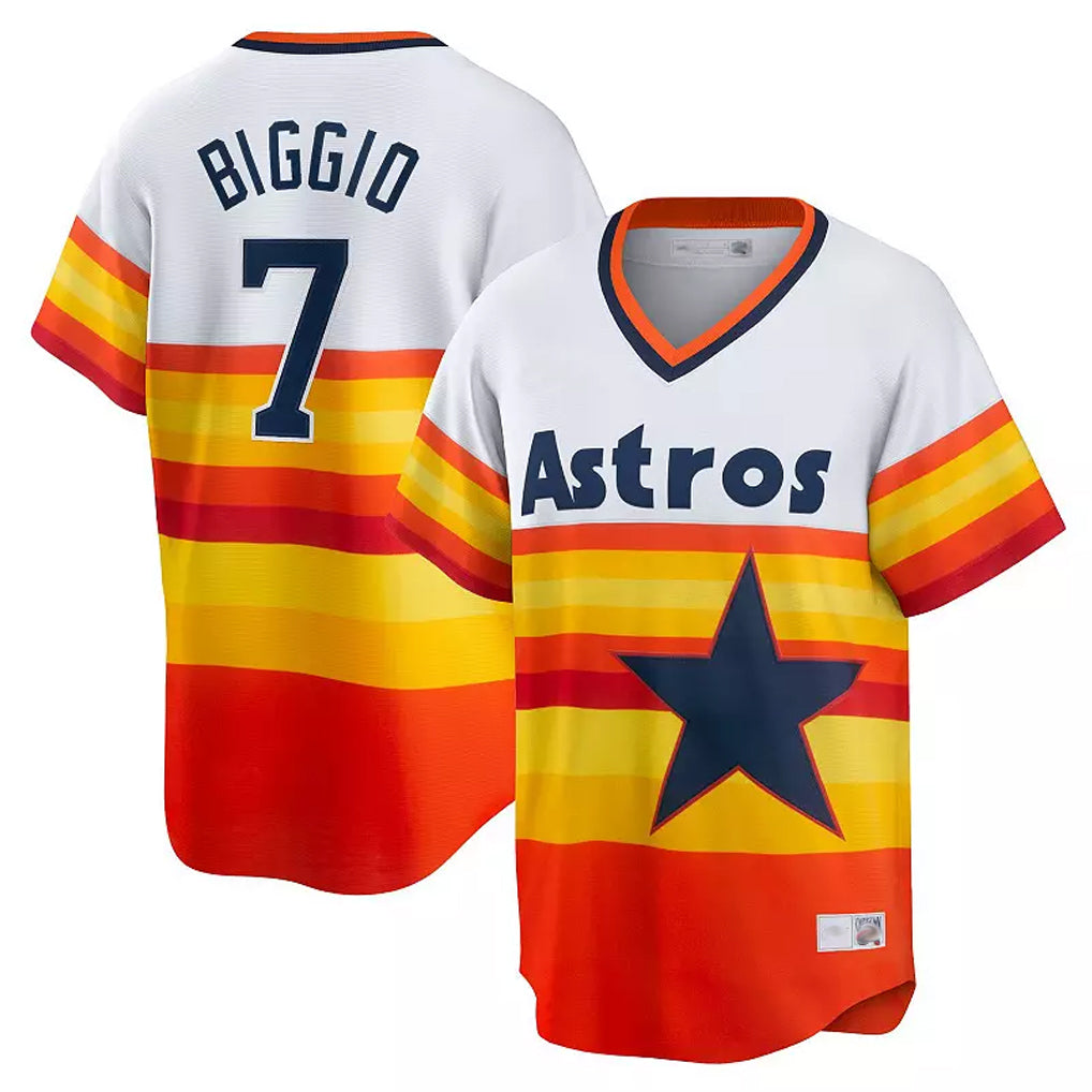 Rebec H.Astros #7 Craig Biggio Player Rainbow Cooperstown Collection T-shirt Stitched Jerseys