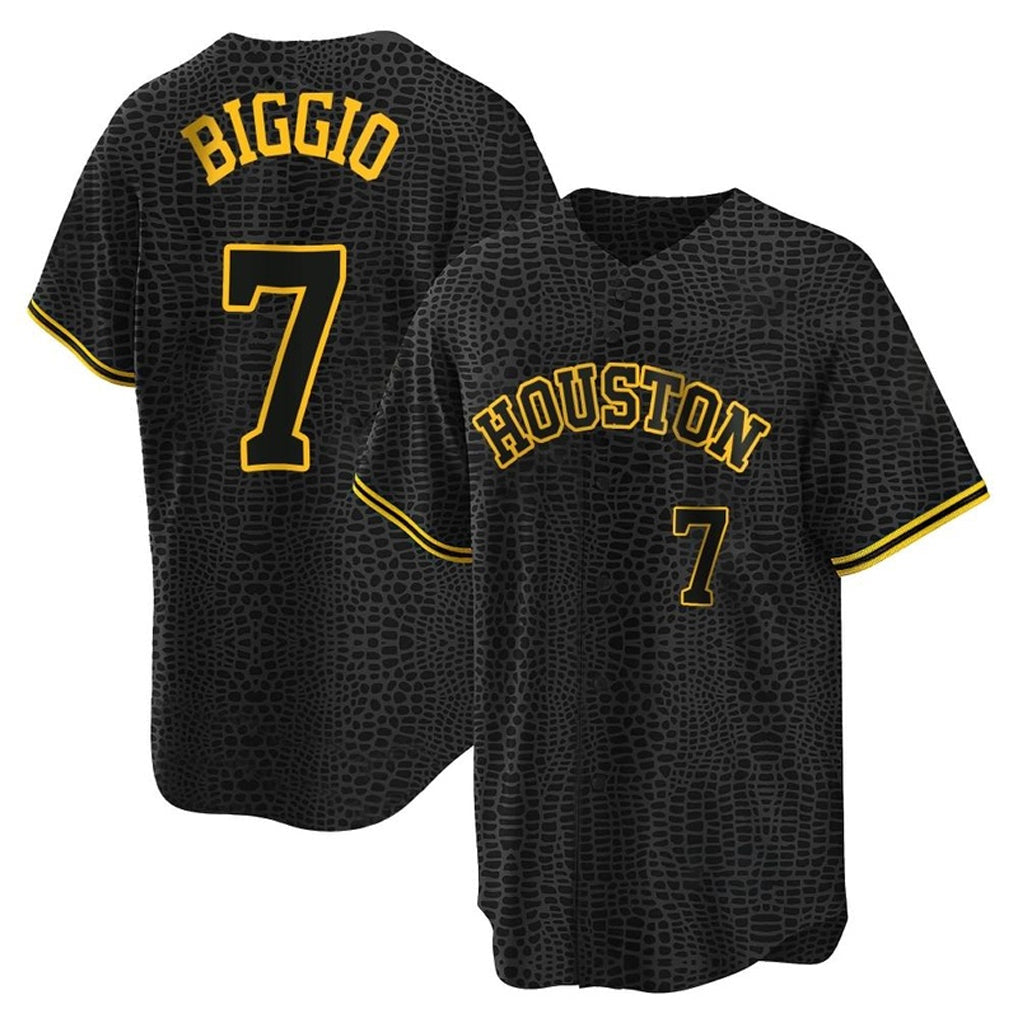 Rebec H.Astros #7 Craig Biggio Player Snake Skin City Home Game Stitched Jerseys