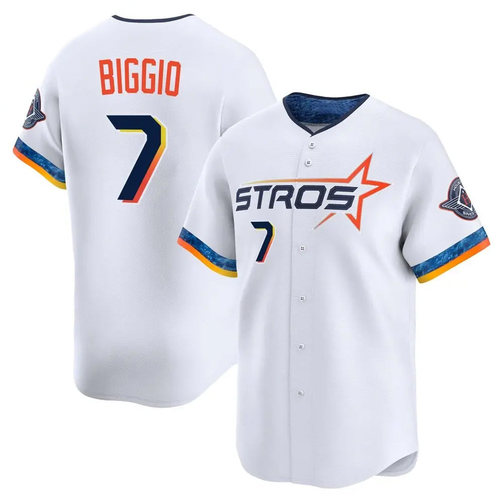 Rebec H.Astros #7 Craig Biggio Player White City Connect Limited Home Stitched Jerseys
