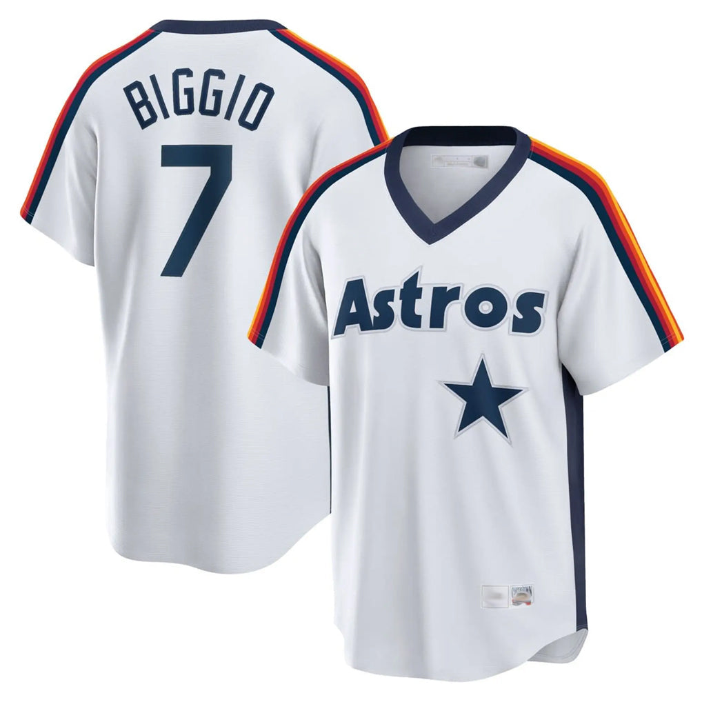 Rebec H.Astros #7 Craig Biggio Player White Cooperstown Collection T-shirt Stitched Jerseys