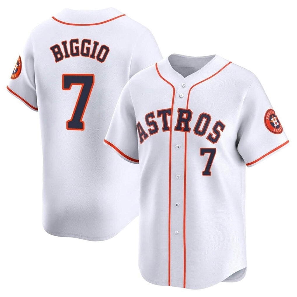 Rebec H.Astros #7 Craig Biggio Player White Home Limited Stitched Jerseys
