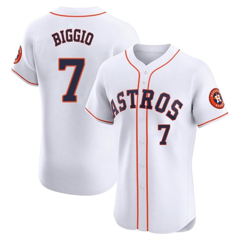 Rebec H.Astros #7 Craig Biggio Player White Limited Elite Home Stitched Jerseys