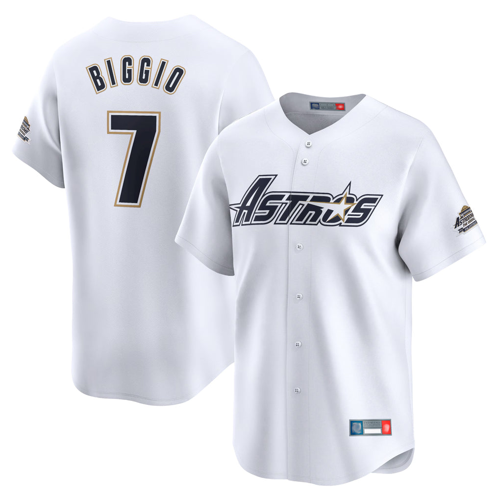 Rebec H.Astros #7 Craig Biggio Player White Throwback Cooperstown Collection Limited Stitched Jerseys