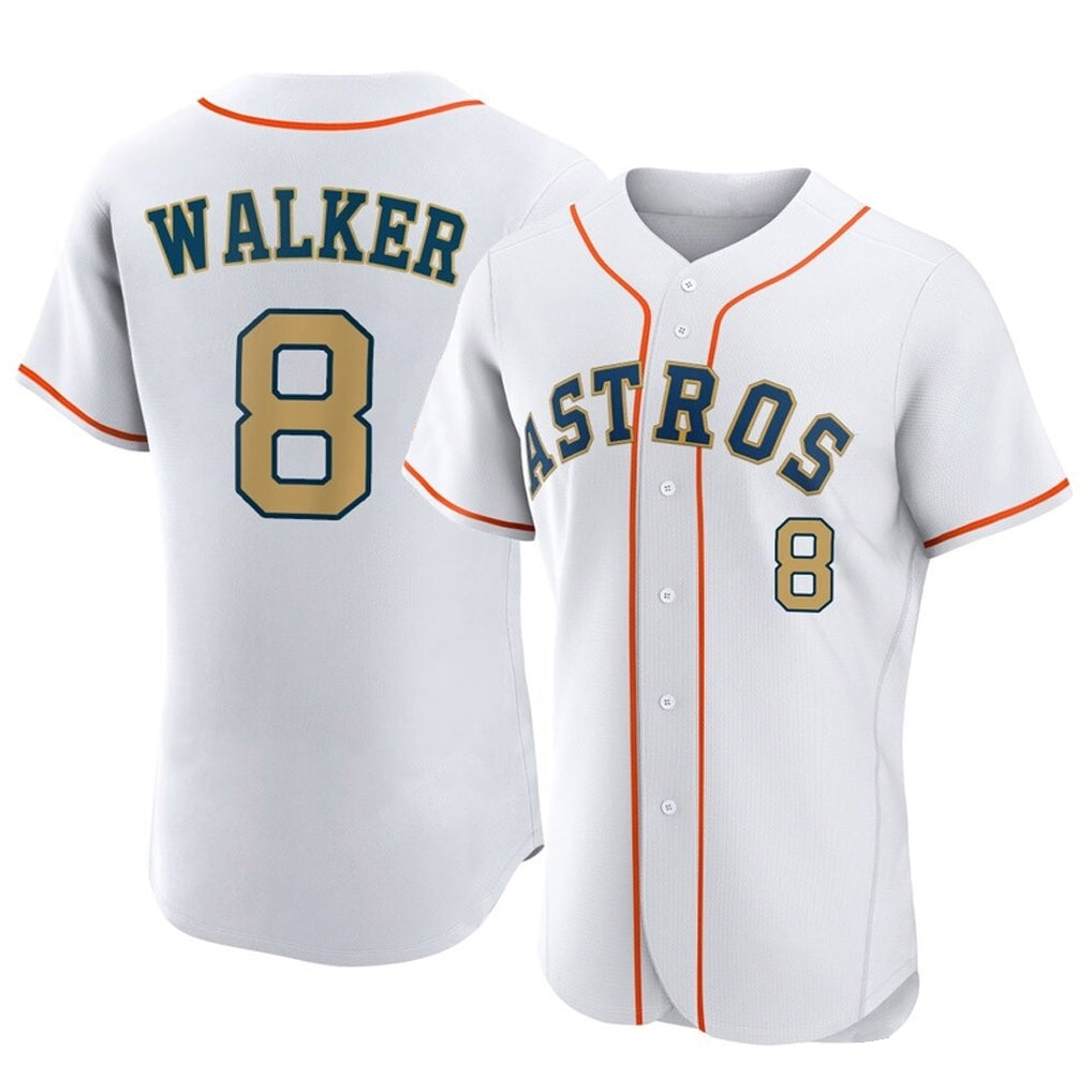 Rebec H.Astros #8 Christian Walker Player Gold Collection Limited Elite Home Stitched Jerseys
