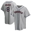 Rebec H.Astros #8 Christian Walker Player Gray Home Game Stitched Jerseys