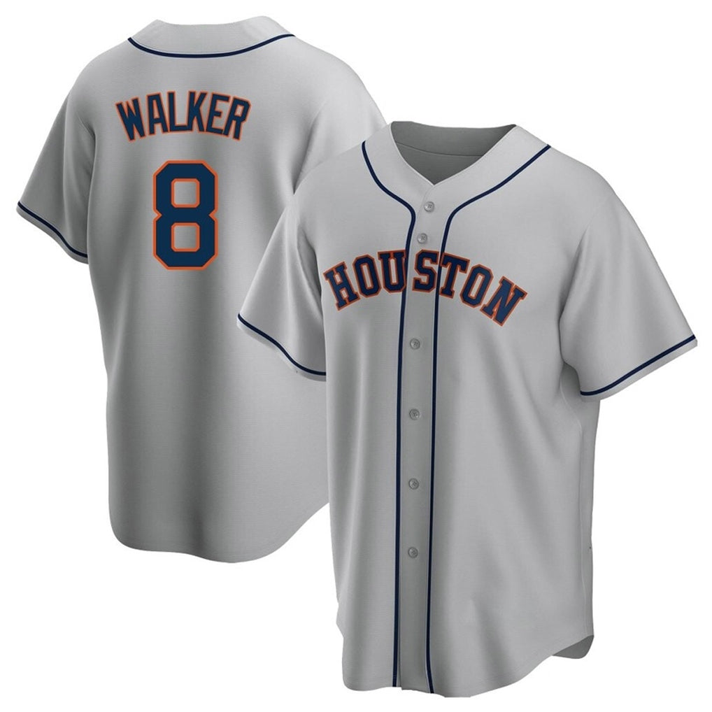 Rebec H.Astros #8 Christian Walker Player Gray Home Game Stitched Jerseys