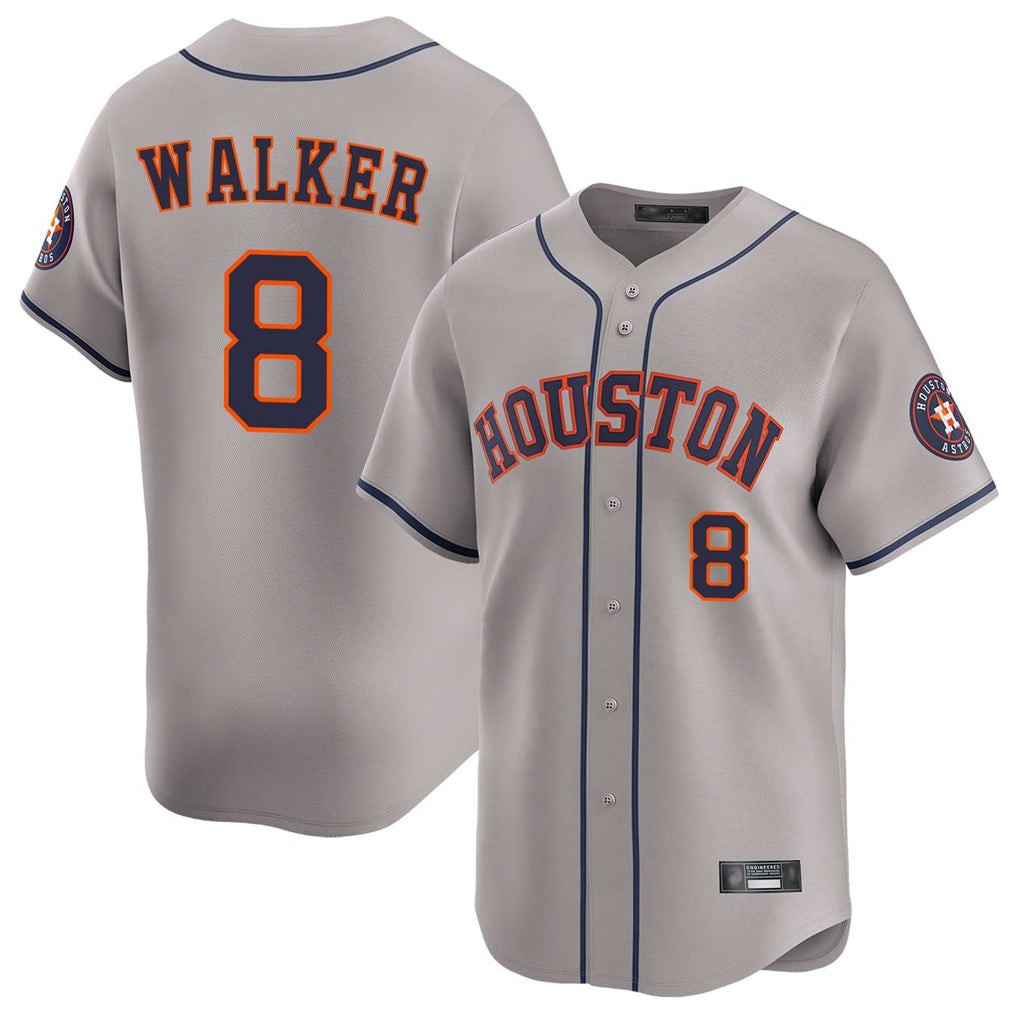 Rebec H.Astros #8 Christian Walker Player Gray Home Limited Stitched Jerseys