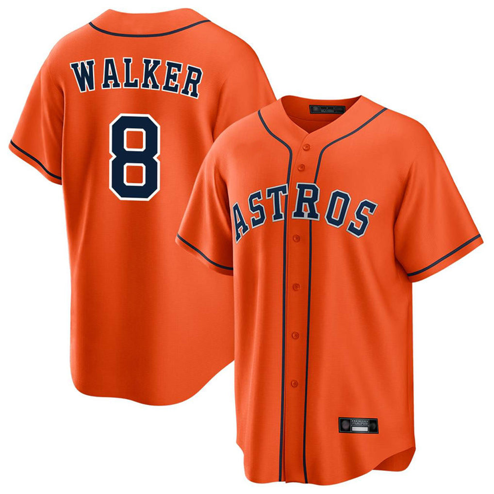 Rebec H.Astros #8 Christian Walker Player Orange Home Game Stitched Jerseys