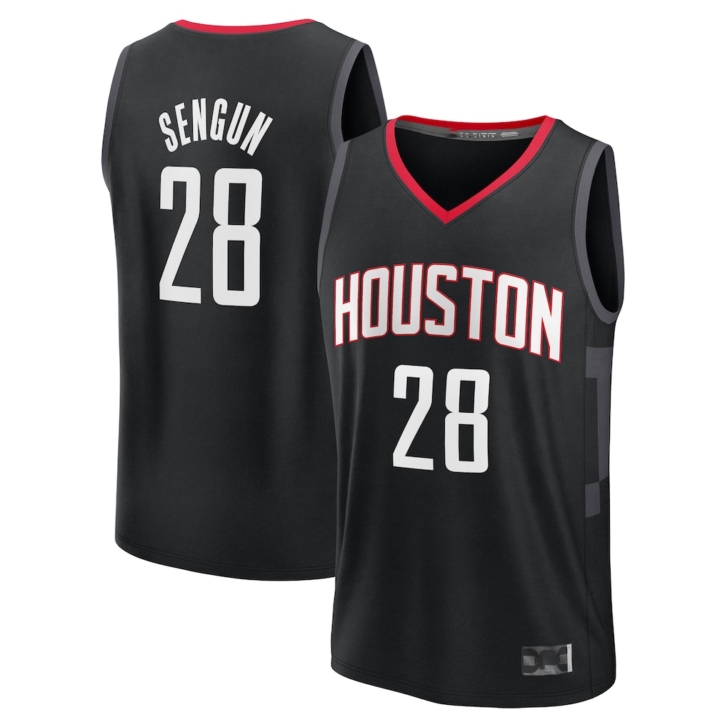 Rebec H.Rockets #28 Alperen Sengun Black Fast Break Replica Player Stitched Jerseys- Statement Edition