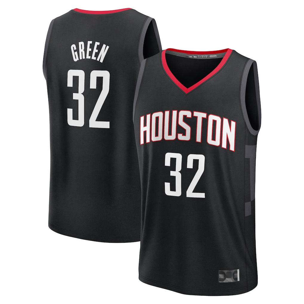 Rebec H.Rockets #32 Jeff Green Black Fast Break Replica Player Stitched Jerseys- Statement Edition