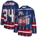 Rebec H.Rockets #34 Hakeem Olajuwon Mitchell & Ness Navy Maxxed Out Fashion Hockey Stitched Jerseys