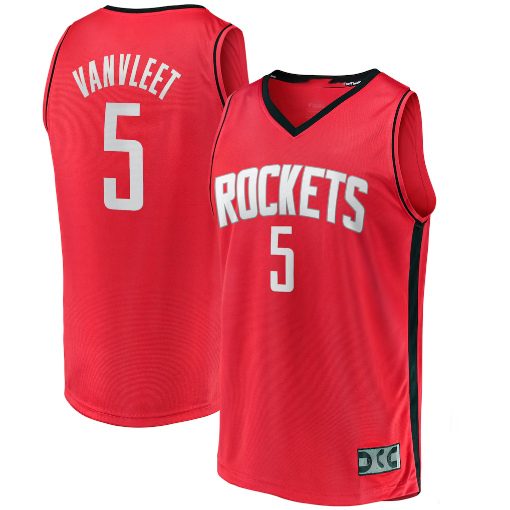 Rebec H.Rockets #5 Fred VanVleet Red Fast Break Replica Player Stitched Jerseys- Icon Edition