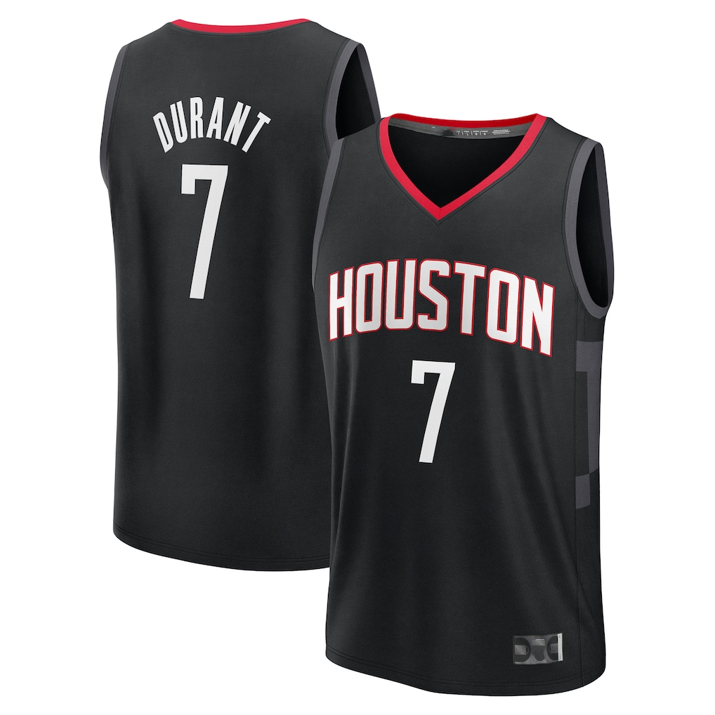 Rebec H.Rockets #7 Kevin Durant Black Fast Break Replica Player Stitched Jerseys- Statement Edition