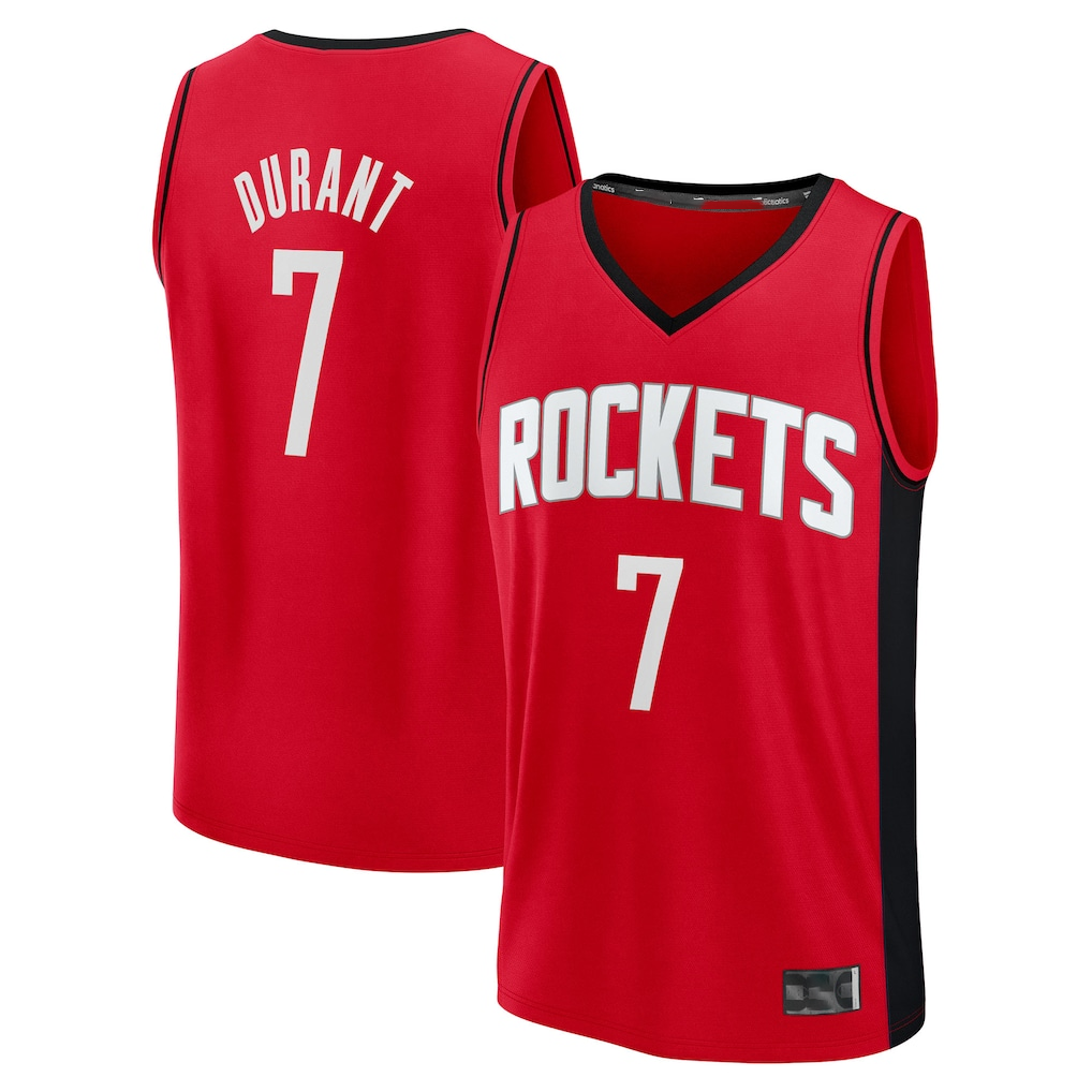 Rebec H.Rockets #7 Kevin Durant Red Fast Break Replica Player Stitched Jerseys- Icon Edition
