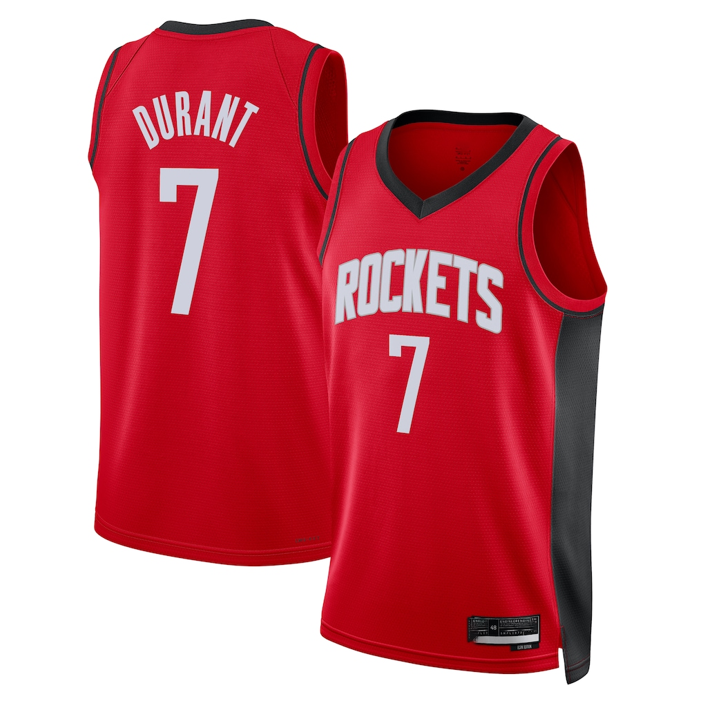 Rebec H.Rockets #7 Kevin Durant Red Swingman Player Stitched Jerseys- Icon Edition