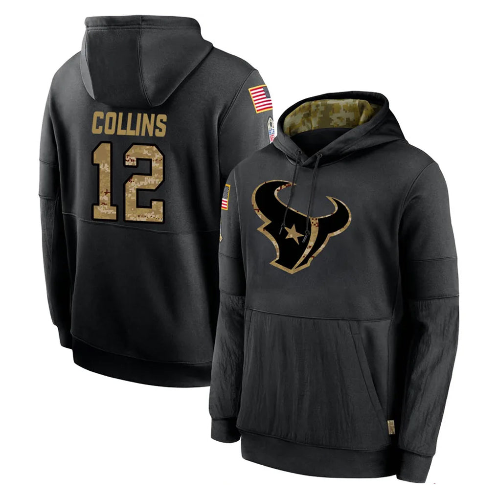 Rebec H.Texans #12 Nico Collins Player Black Salute to Service Hoodies Limited Game Stitched Jerseys