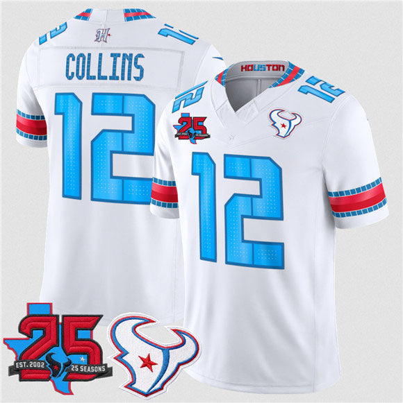 Rebec H.Texans #12 Nico Collins White 2026 F.U.S.E.Rivalries Collection With 25th Anniversary Patch Limited Football Stitched Jersey