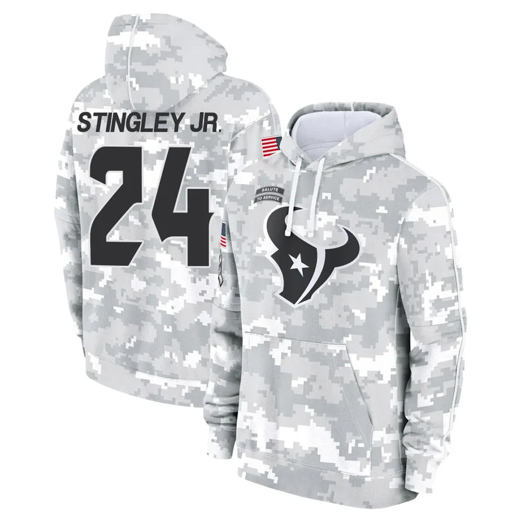 Rebec H.Texans #24 Derek Stingley Jr. Player Arctic Camo Salute to Service Hoodies Limited Game Stitched Jerseys