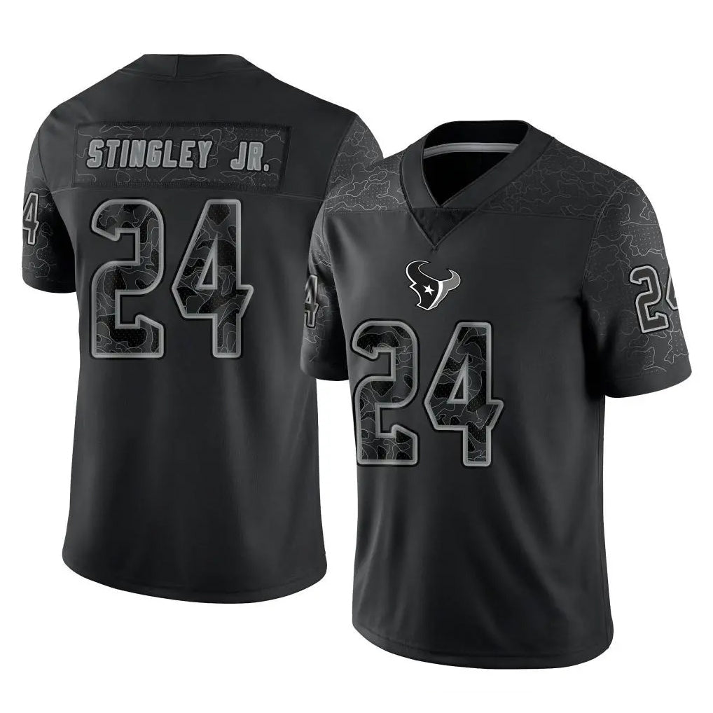 Rebec H.Texans #24 Derek Stingley Jr. Player Black Reflective Limited Game Stitched Jerseys