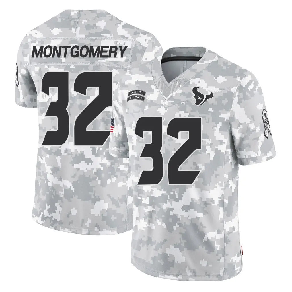 Rebec H.Texans #32 David Montgomery Player Arctic Camo Salute To Service Limited Game Stitched Jerseys