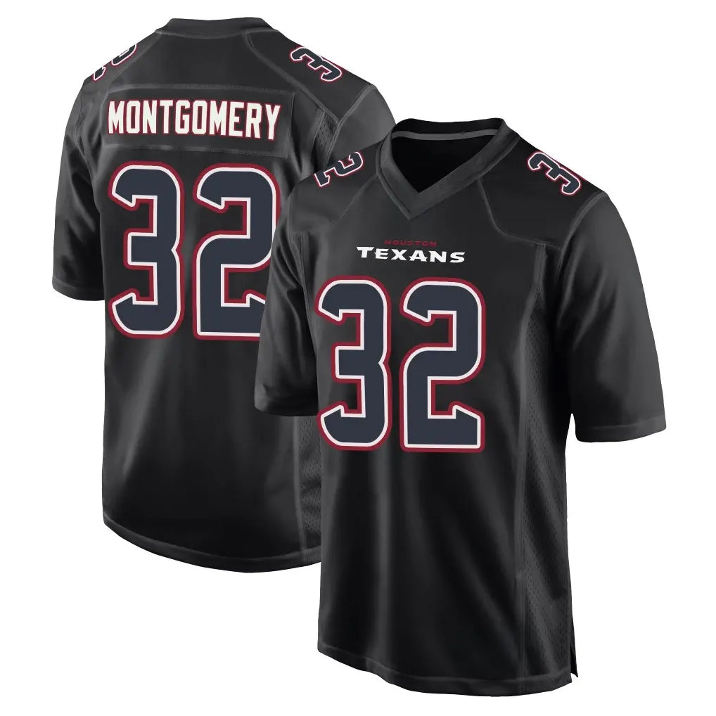 Rebec H.Texans #32 David Montgomery Player Black Fashion Home Game Stitched Jerseys