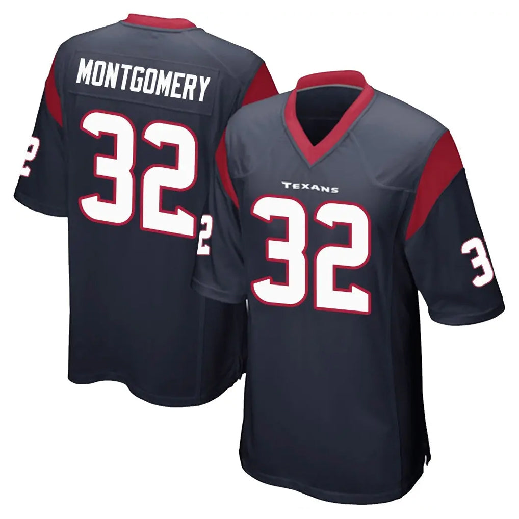 Rebec H.Texans #32 David Montgomery Player Navy Home Game Stitched Jerseys