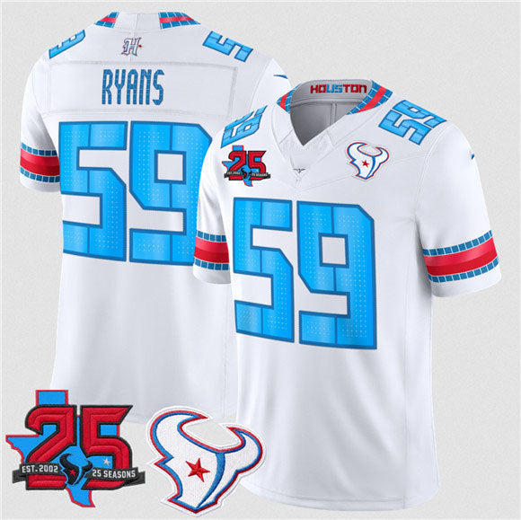 Rebec H.Texans #59 DeMeco Ryans White 2026 F.U.S.E. Rivalries Collection With 25th Anniversary Patch Limited Football Stitched Jersey