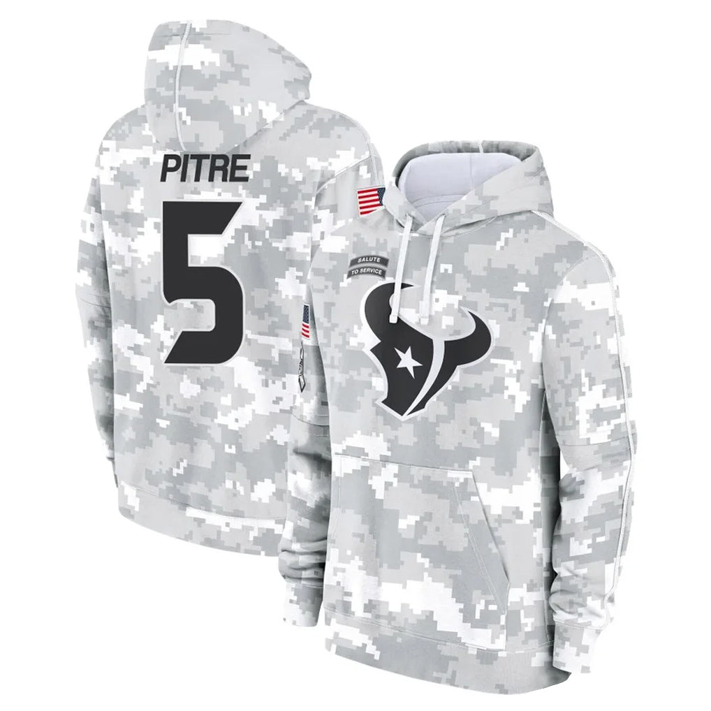 Rebec H.Texans #5 Jalen Pitre Player Arctic Camo Salute to Service Hoodies Limited Game Stitched Jerseys