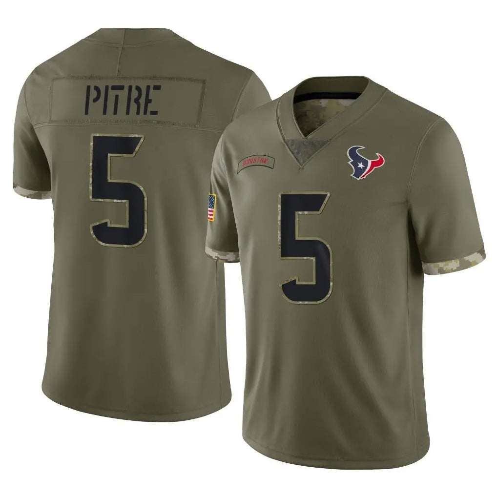Rebec H.Texans #5 Jalen Pitre Player Olive Salute To Service Limited Stitched Jerseys