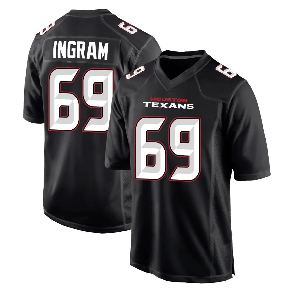 Rebec H.Texans #69 Ed Ingram Player Carbon Black Fashion Home Game Stitched Jerseys
