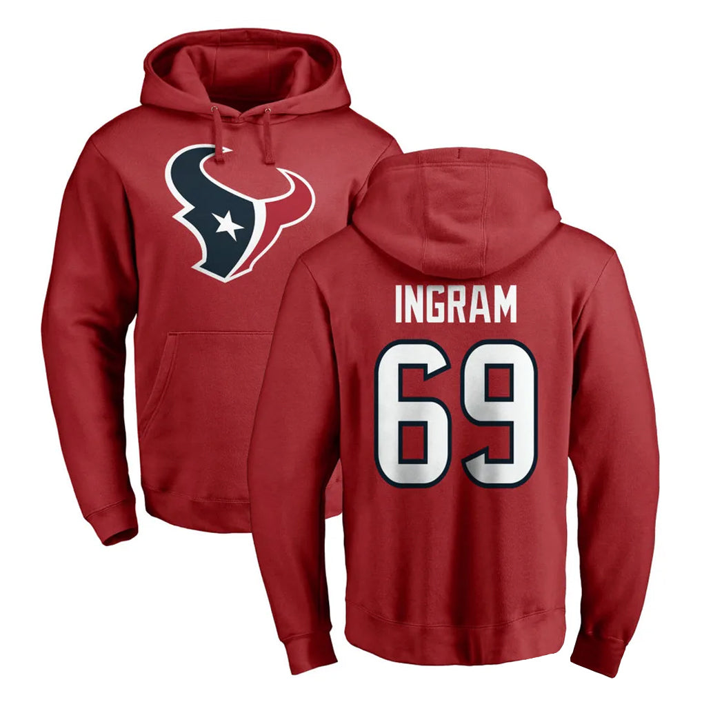 Rebec H.Texans #69 Ed Ingram Player Red Pro Line Pullover Hoodie Limited Game Stitched Jerseys