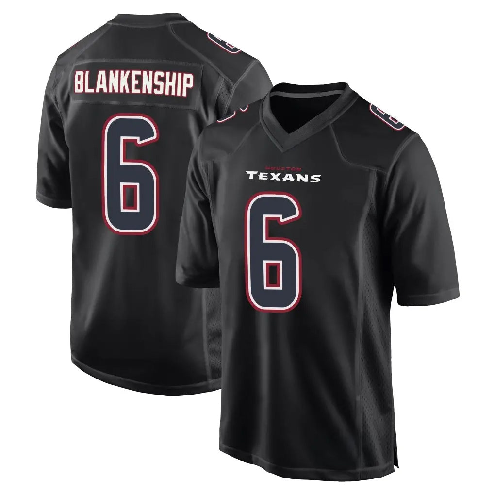 Rebec H.Texans #6 Reed Blankenship Player Black Fashion Home Game Stitched Jerseys