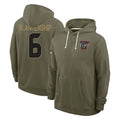 Rebec H.Texans #6 Reed Blankenship Player Olive Salute to Service Pullover Hoodies Limited Stitched Jerseys