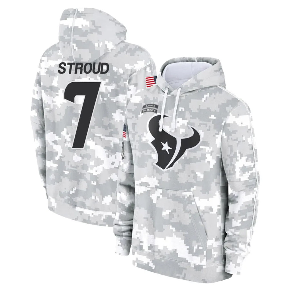 Rebec H.Texans #7 CJ Stroud Player Arctic Camo Salute to Service Hoodies Limited Game Stitched Jerseys