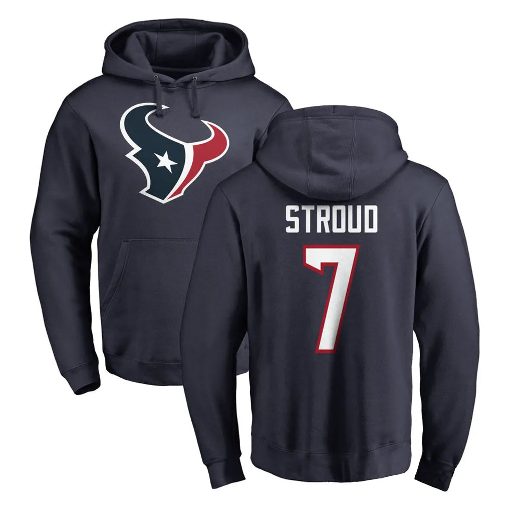 Rebec H.Texans #7 CJ Stroud Player Navy Pro Line Pullover Hoodie Limited Game Stitched Jerseys