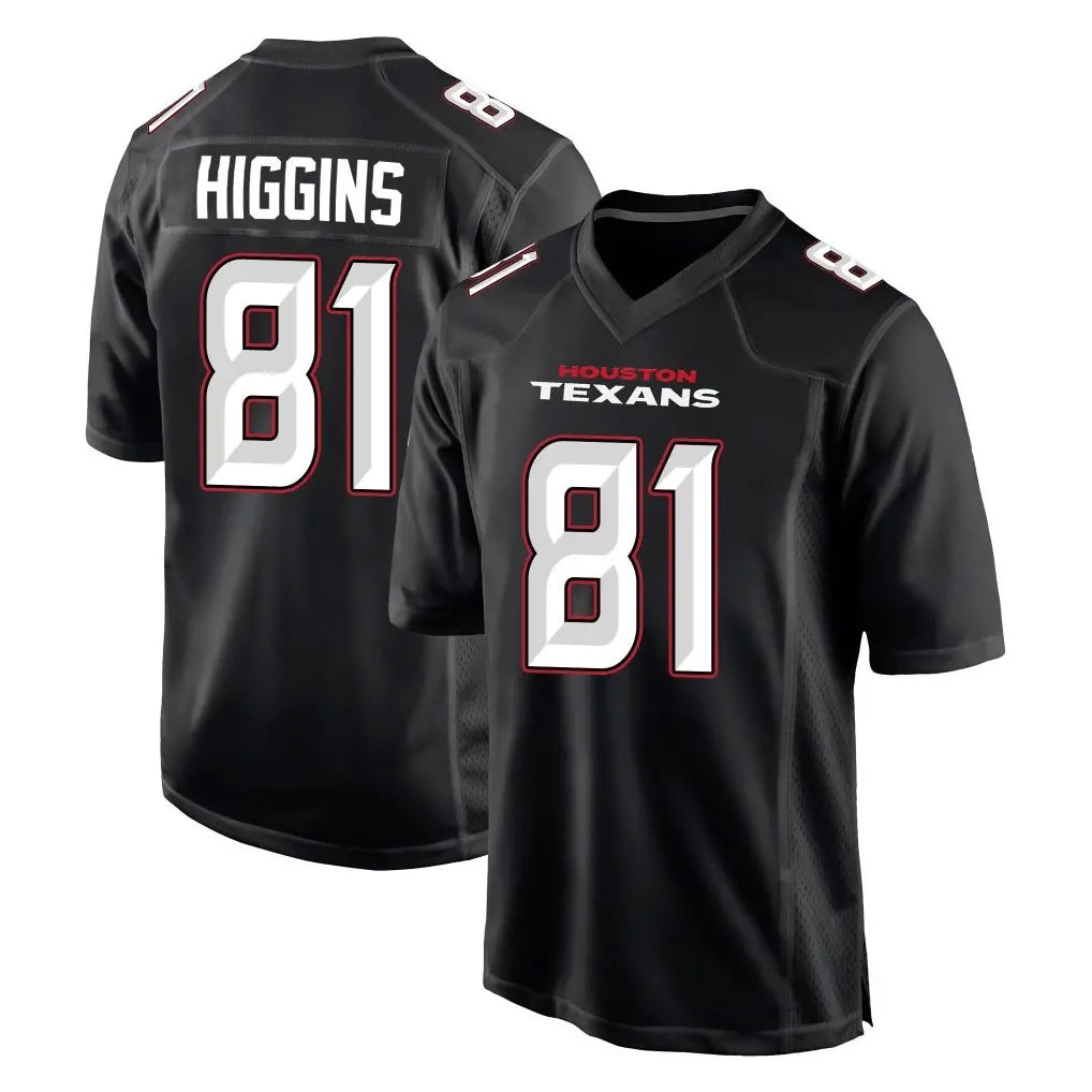 Rebec H.Texans #81 Jayden Higgins Player Carbon Black Fashion Home Game Stitched Jerseys