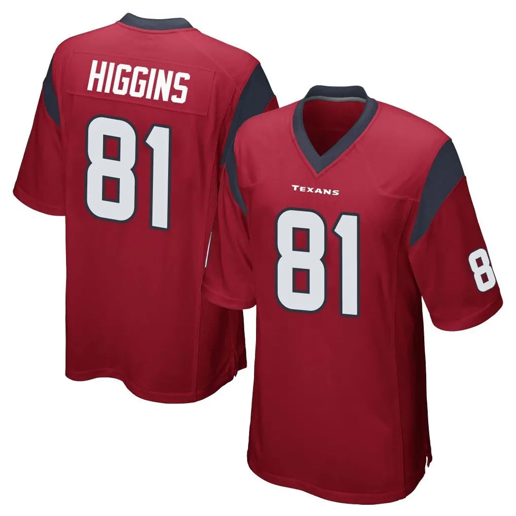 Rebec H.Texans #81 Jayden Higgins Player Red Home Game Stitched Jerseys
