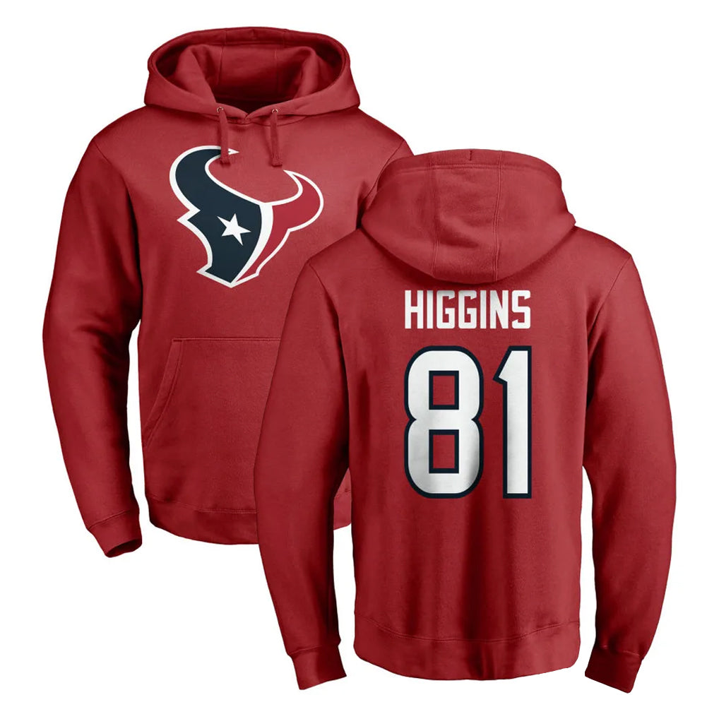 Rebec H.Texans #81 Jayden Higgins Player Red Pro Line Pullover Hoodie Limited Game Stitched Jerseys