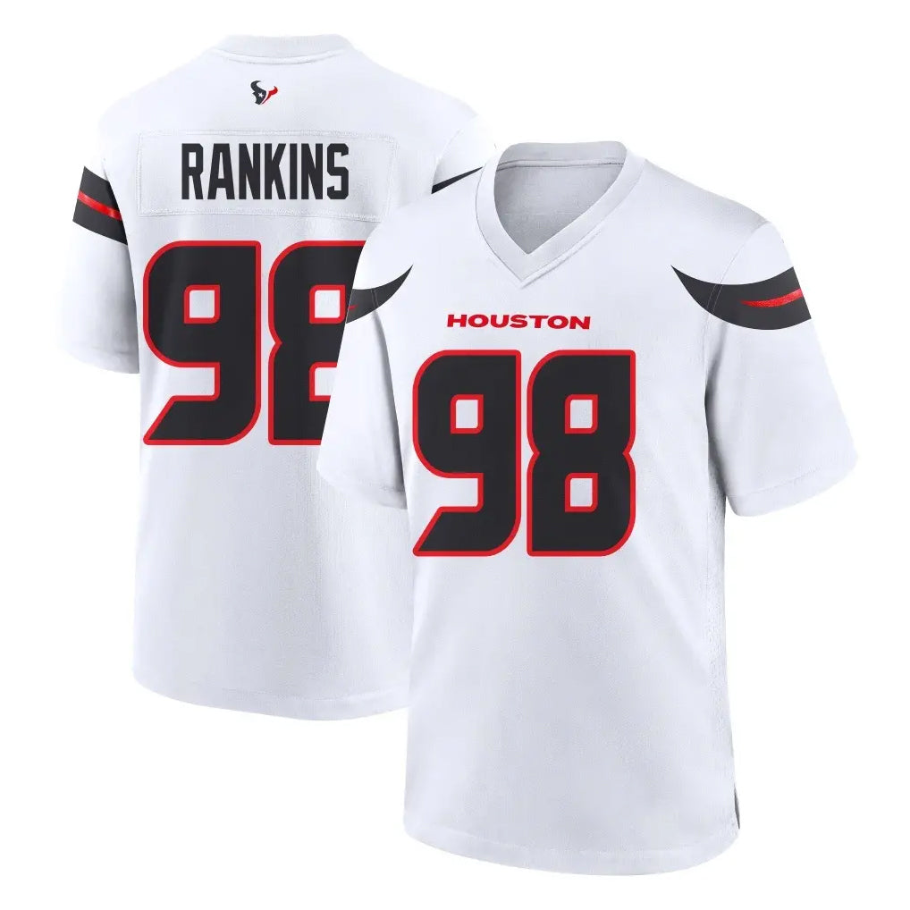 Rebec H.Texans #98 Sheldon Rankins Player White Home Game Stitched Jerseys