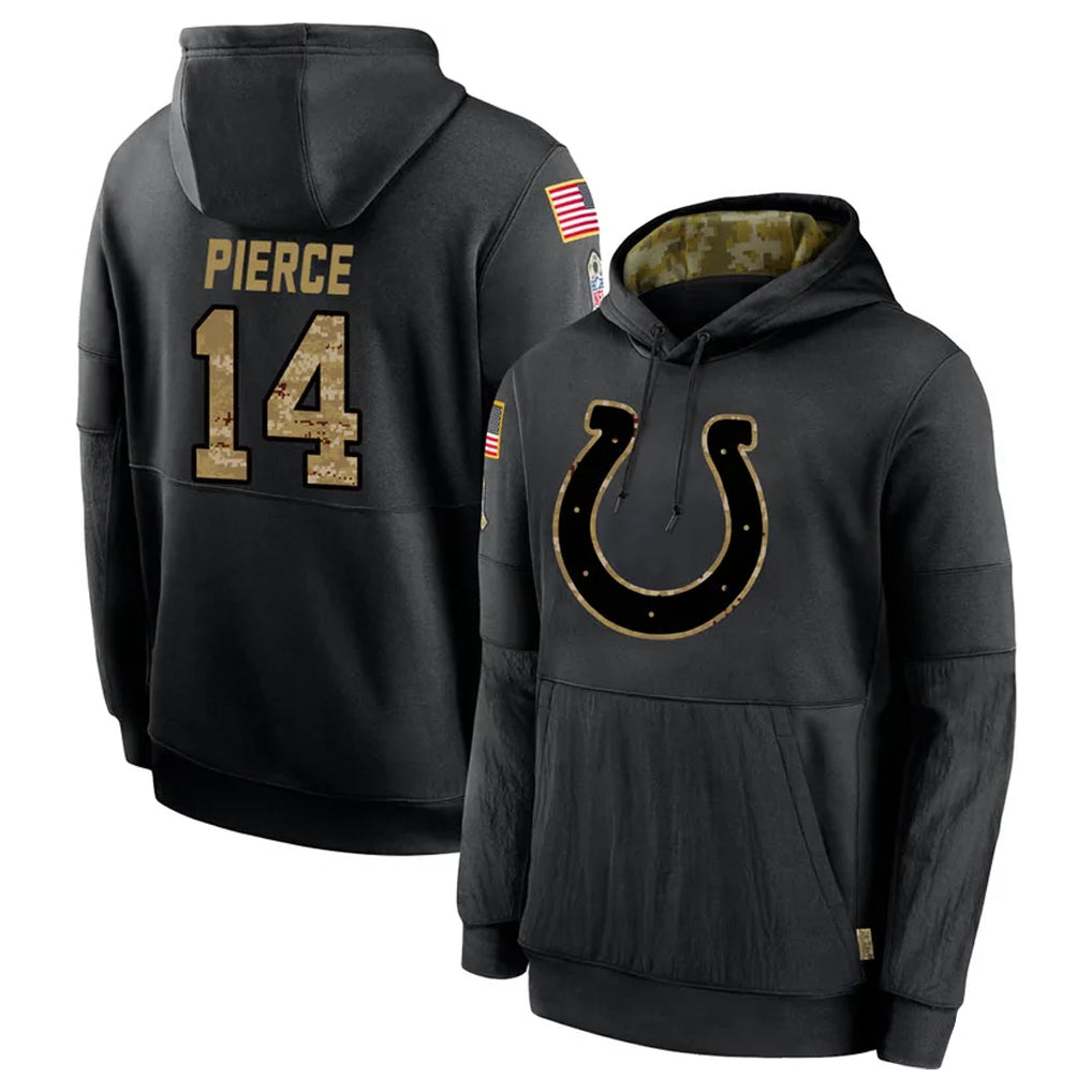 Rebec IN.Colts #14 Alec Pierce Player Black Salute to Service Hoodies Limited Game Stitched Jerseys