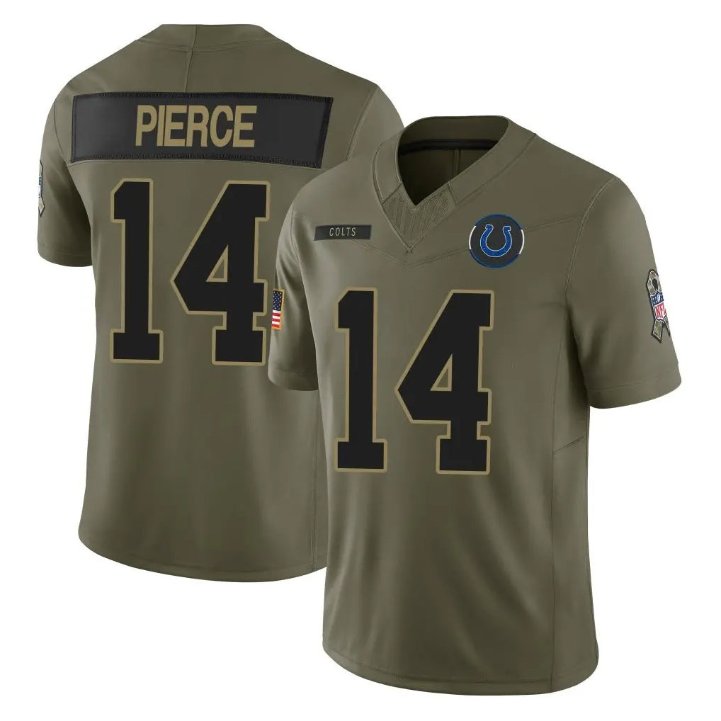 Rebec IN.Colts #14 Alec Pierce Player Olive 2025 Salute To Service Limited Game Stitched Jerseys