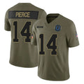 Rebec IN.Colts #14 Alec Pierce Player Olive 2025 Salute To Service Limited Game Stitched Jerseys