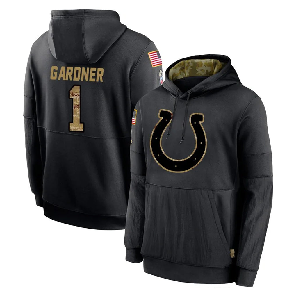 Rebec IN.Colts #1 Sauce Gardner Player Black Salute to Service Hoodies Limited Game Stitched Jerseys