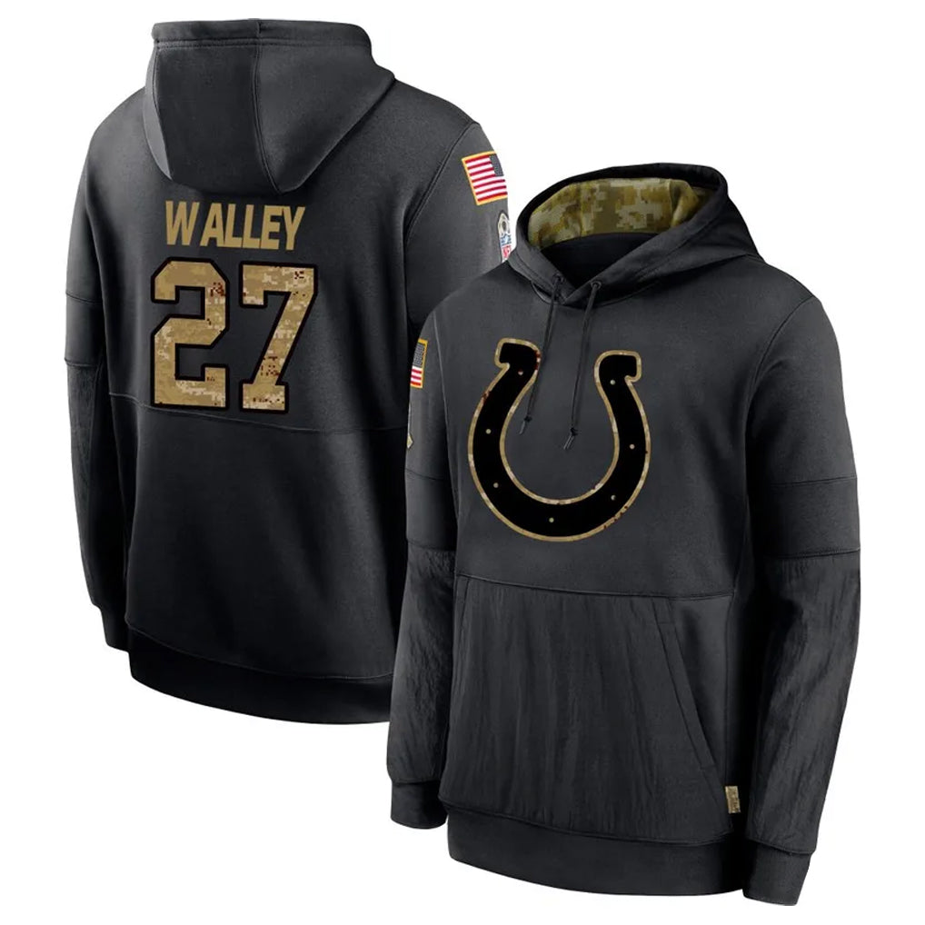 Rebec IN.Colts #27 Justin Walley Player Black Salute to Service Hoodies Limited Game Stitched Jerseys
