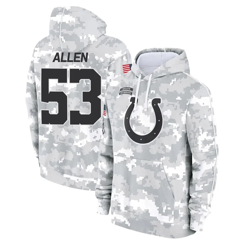 Rebec IN.Colts #53 CJ Allen Player Arctic Camo Salute to Service Hoodies Limited Game Stitched Jerseys